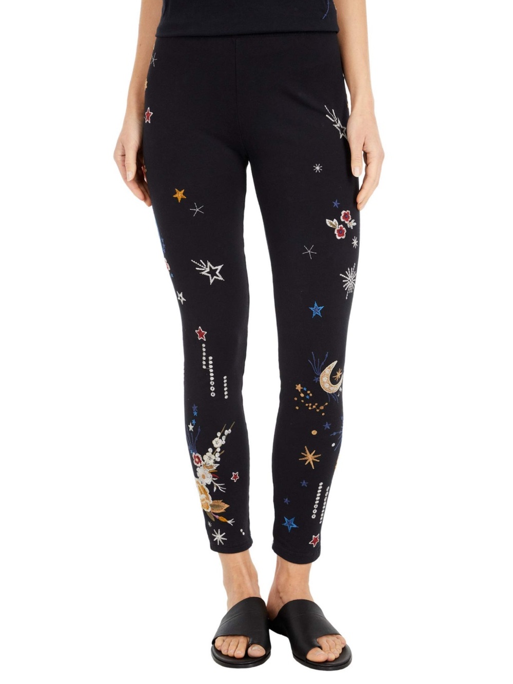 Johnny Was JW Los Angeles Celestial Embroidered Leggings size S
